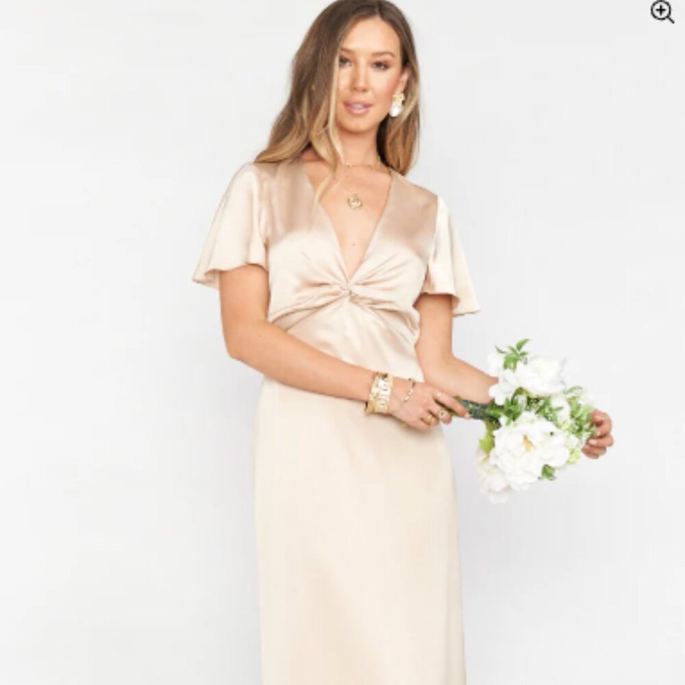 Show Me Your MuMu Rome Twist Gown in Champagne Luxe Satin, Medium